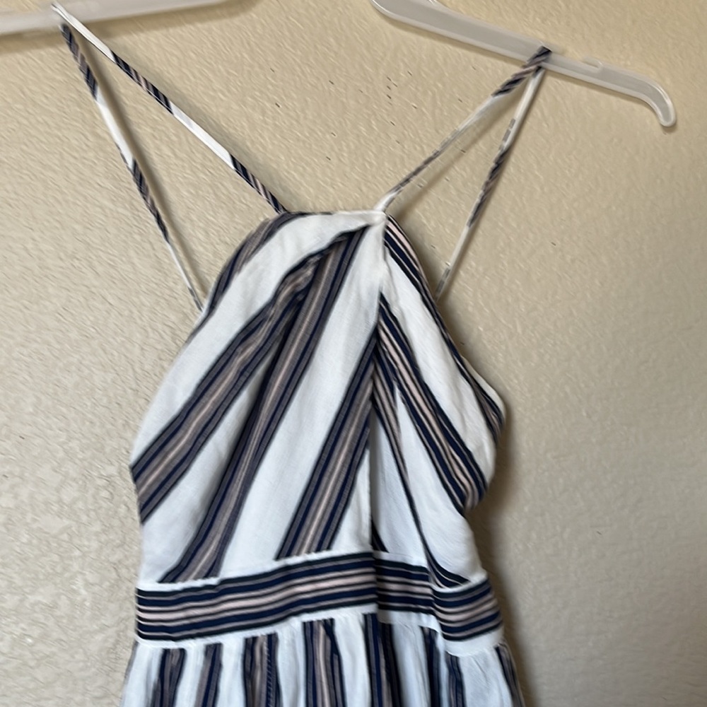 A. Calin ByFlying TomatoStriped White Navy Beige Maxi Dress sz M - Picture 5 of 13
